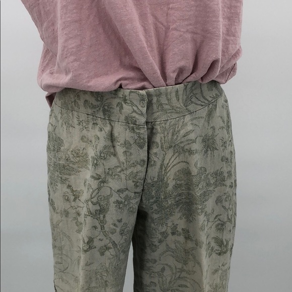 Isda & Co Linen Cropped Pants Sage Green Size 8 - Picture 3 of 8